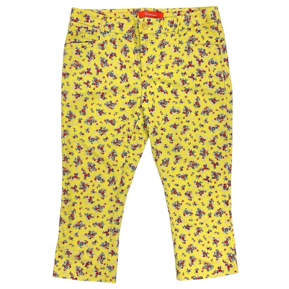 Cartonnier By‎ Anthropologie Womens 6 Capri Floral Yellow Pants
